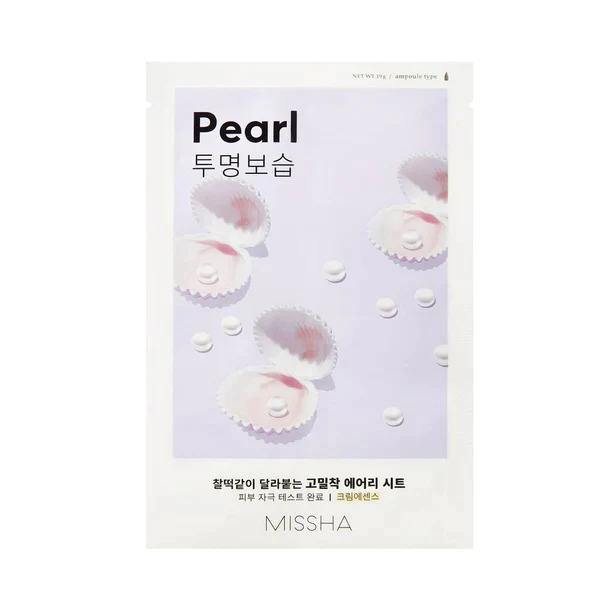 Airy Fit Sheet Mask - Pearl - Μάσκα με εκχύλισμα μαργαριταριού για λάμψη, ενυδάτωση Μάσκα Προσώπου, 19 g