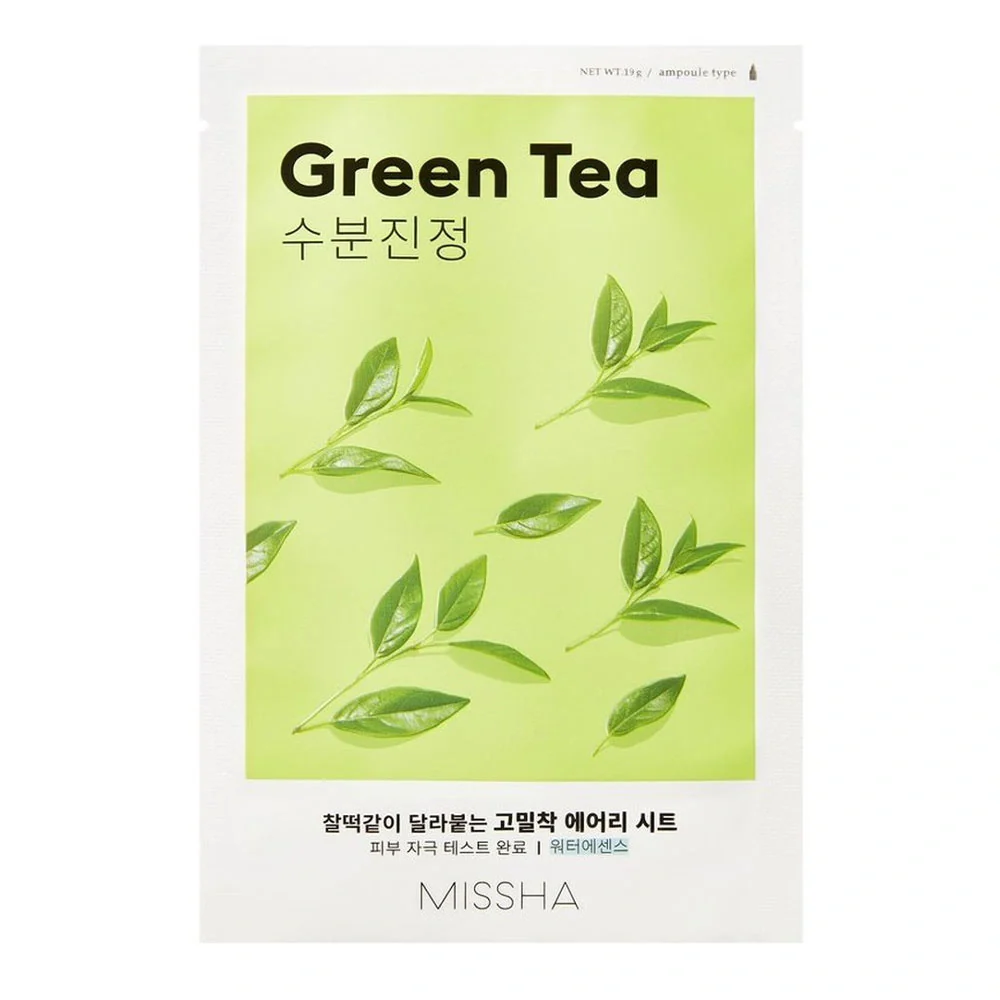 Airy Fit Sheet Mask - Green Tea - Μάσκα με πράσινο τσάι για ερυθρότητα, ερεθισμούς Μάσκα Προσώπου, 19 g